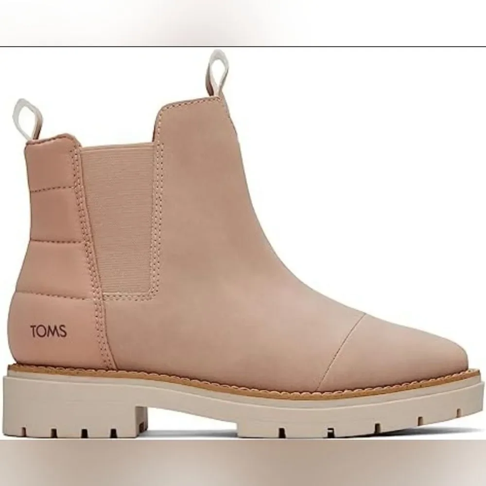 NEW TOMS Skylar Chelsea Blush Taupe Tan Pink Ankle Booties Boots 6
